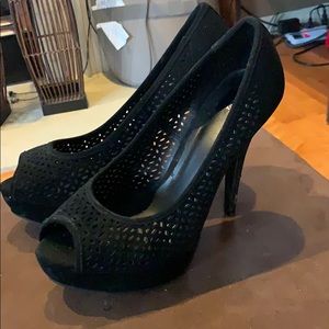 Elegant Black Peep-Toe Heels